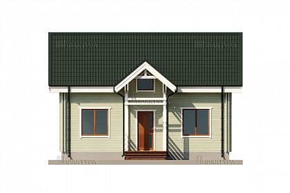 Проект дома из двойного бруса «Удача», 82 м². Вид спереди