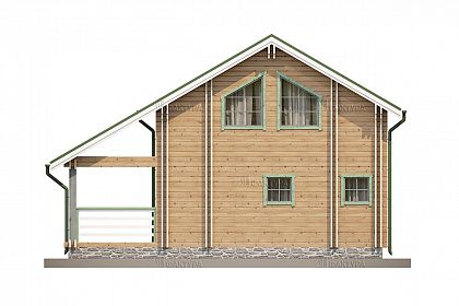 Проект дома из двойного бруса «Уварово», 98 м². Вид сзади