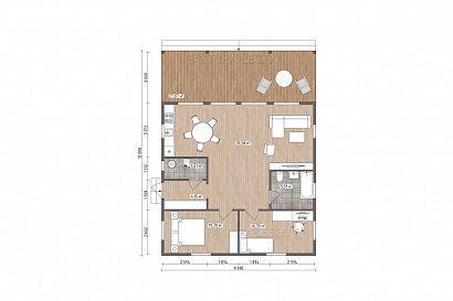 Проект каркасного дома &laquo;Сканди-10&raquo;, 100.8 м². Планировка 1 этаж