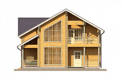 Проект дома из двойного бруса «Тихий уголок», 148 м². Вид спереди