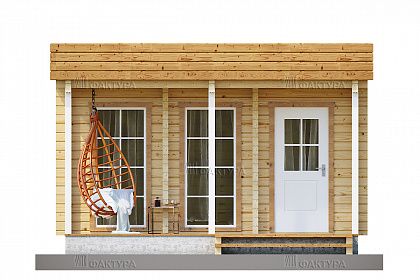 Проект дома из двойного бруса «Лахти», 22 м². Вид спереди