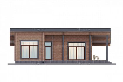 Проект дома из двойного бруса «Амур», 96 м². Вид спереди