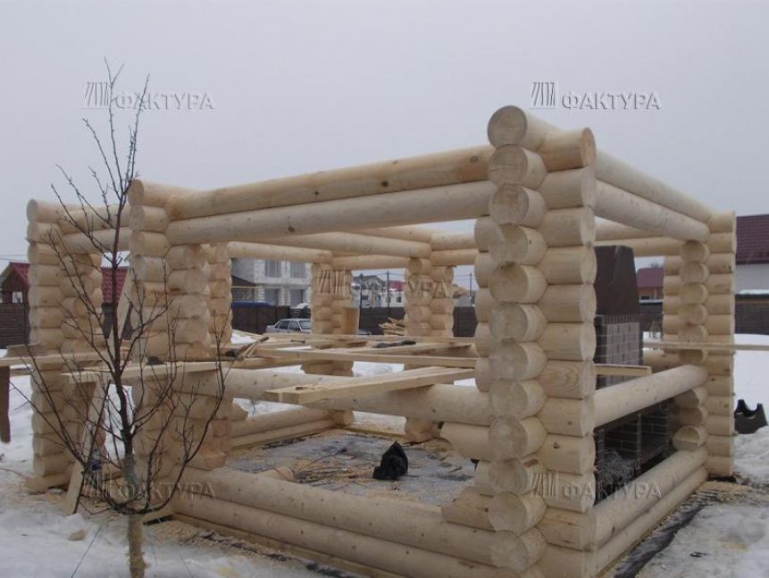 Сруб беседки из бревна - Чеховский р-н