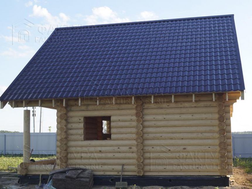 Окна в бане из бревна - проект Б-29 в Московской обл.