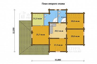 Проект дома из бревна «Чигири», 296 м². Планировка 2 этаж