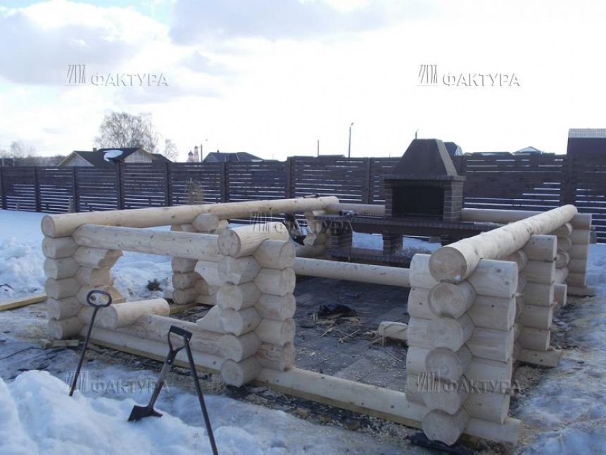 Поэтапная сборка беседки из бревна - Чеховский р-н