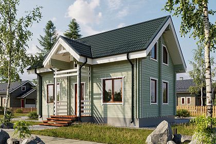 Проект дома из двойного бруса «Удача», 82 м².