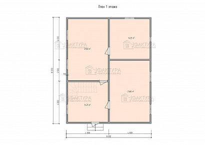 Проект дома из бруса «Базовый  8х10м, 6 стен», 133 м². Планировка 1 этаж