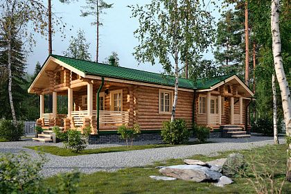 Проект дома из бревна «Поповка», 81 м².