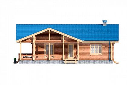 Проект дома из бревна «Барское», 144 м². Вид слева