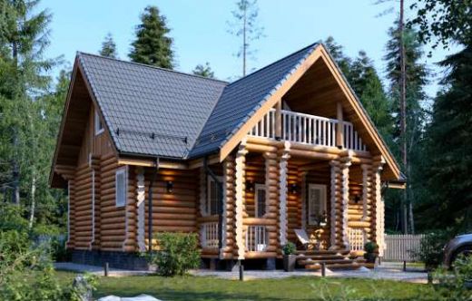 Проект дома из бревна «Опалиха» 109 м²